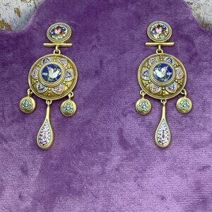 Ornate Etruscan Style Pierced Earrings